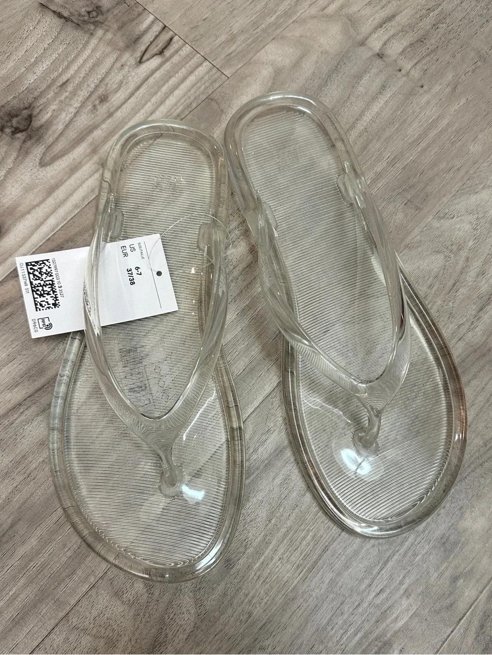 NWT Clear Jelly Flip Flop Sandals, Transparent, SIZE 6-7, EUR 37/38